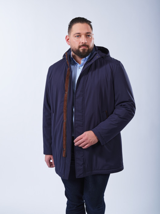 Parka Carcoat Bleu Marine Grande Taille