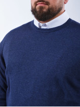 Pull Col Rond Laine Cachemire Grande Taille Bleu Foncé