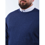 Pull Col Rond Laine Cachemire Grande Taille Bleu Foncé