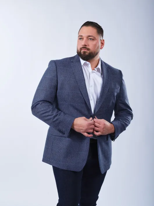 Veste A Carreaux Grande Taille Bleu Marine