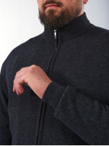 Cardigan Zippé En Laine et Cachemire Grande Taille Marine