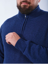 Pull Lino En Laine Col Camionneur Grande Taille Bleu Foncé