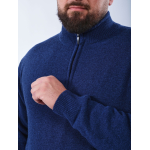 Pull Lino En Laine Col Camionneur Grande Taille Bleu Foncé | Capelstore