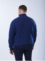 Pull Lino En Laine Col Camionneur Grande Taille Bleu Foncé