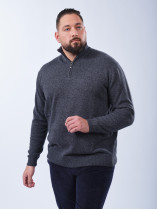 Pull Lino Laine et Cachemire Col Camionneur Grande Taille Gris