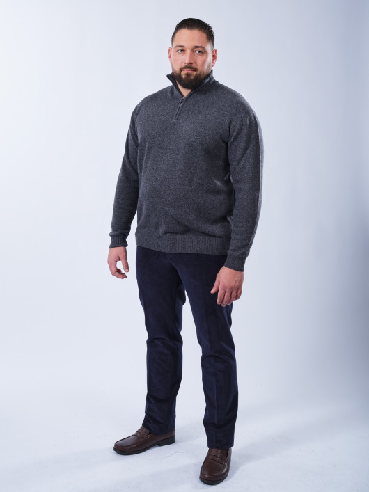 Pull Lino Laine et Cachemire Col Camionneur Grande Taille Gris