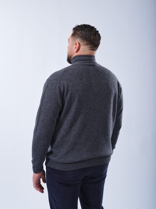 Pull Lino Laine et Cachemire Col Camionneur Grande Taille Gris