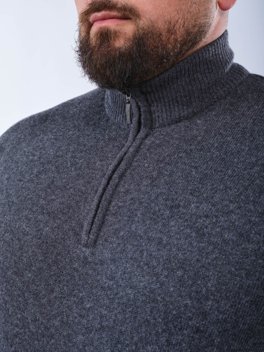 Pull Lino Laine et Cachemire Col Camionneur Grande Taille Gris