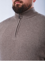 Pull Lino Laine et Cachemire Col Camionneur Grande Taille Marron