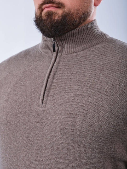 Pull Lino Laine et Cachemire Col Camionneur Grande Taille Marron