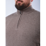 Pull Lino Laine et Cachemire Col Camionneur Grande Taille Marron