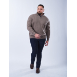 Pull Lino Laine et Cachemire Col Camionneur Grande Taille Marron