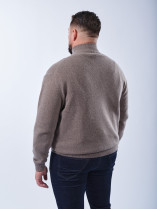 Pull Lino Laine et Cachemire Col Camionneur Grande Taille Marron