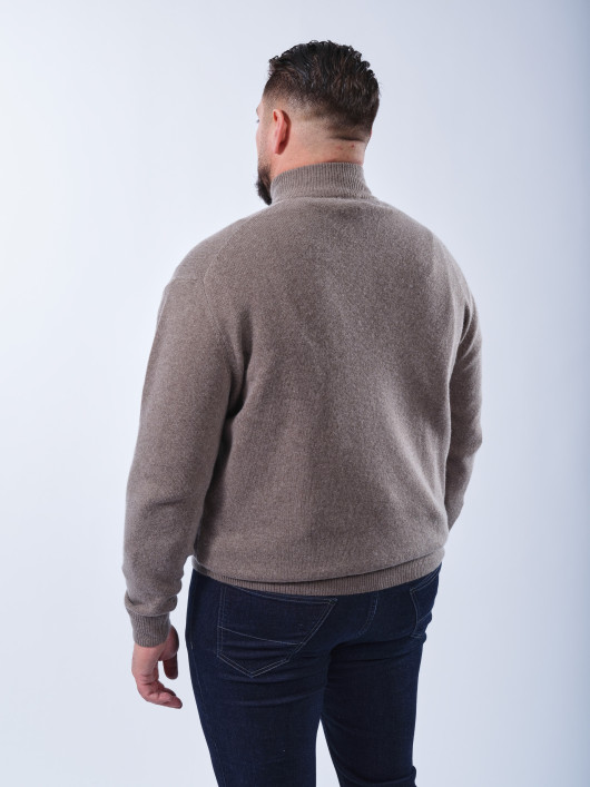 Pull Lino Laine et Cachemire Col Camionneur Grande Taille Marron