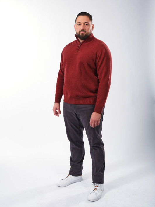 Pull Camionneur Laine Orange Foncé Grande Taille