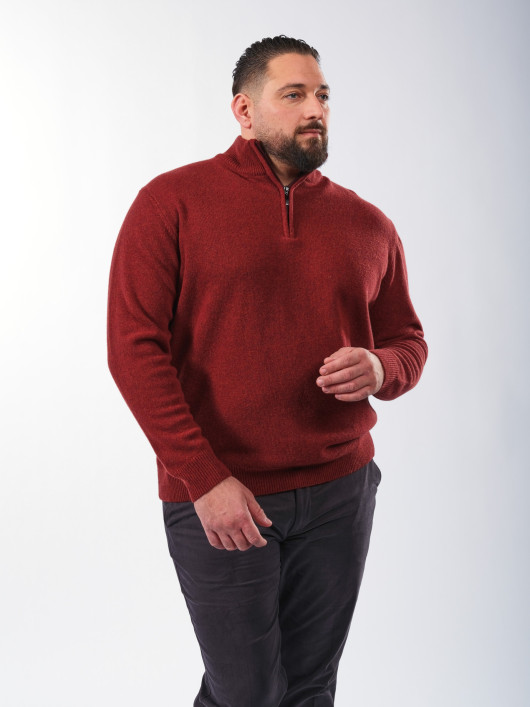 Pull Camionneur Laine Orange Foncé Grande Taille