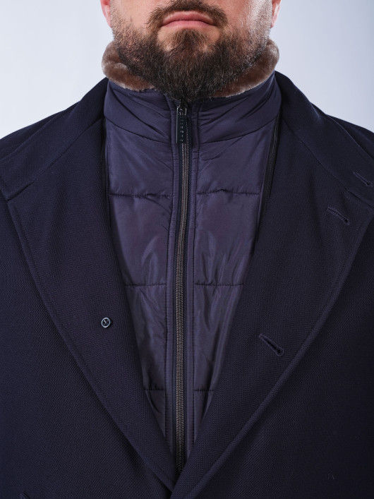Manteau Armuré Grande Taille Bleu Marine
