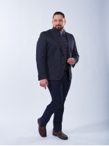 Veste Maille Effet Tweed Grande Taille Marine