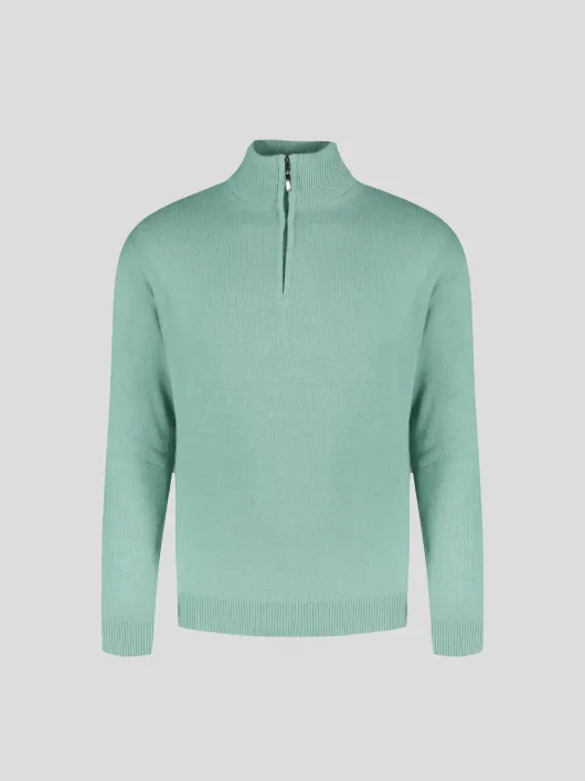 Pull Lino Cachemire Col Camionneur Vert Pastel Capel Grande Taille homme grande taille - Capelstore