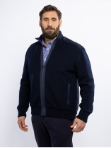 Cardigan Zippé Mix Matière Grande Taille Marine