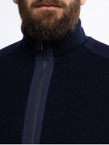 Cardigan Zippé Mix Matière Grande Taille Marine