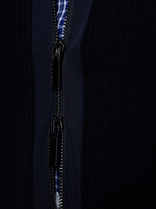 Cardigan Zippé Mix Matière Grande Taille Marine