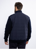 Cardigan Zippé Mix Matière Grande Taille Marine