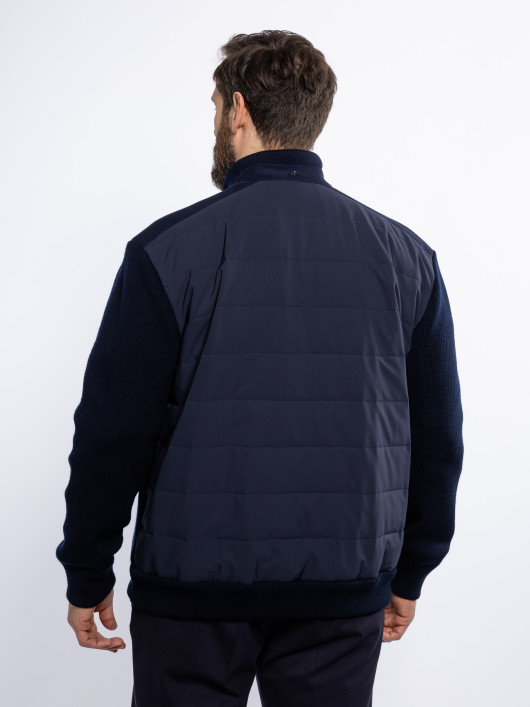 Cardigan Zippé Mix Matière Grande Taille Marine