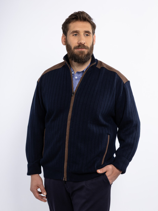 Cardigan Zippé Cachemire Grande Taille Marine