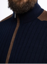 Cardigan Zippé Cachemire Grande Taille Marine