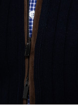 Cardigan Zippé Cachemire Grande Taille Marine