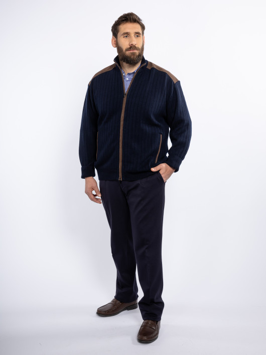 Cardigan Zippé Cachemire Grande Taille Marine