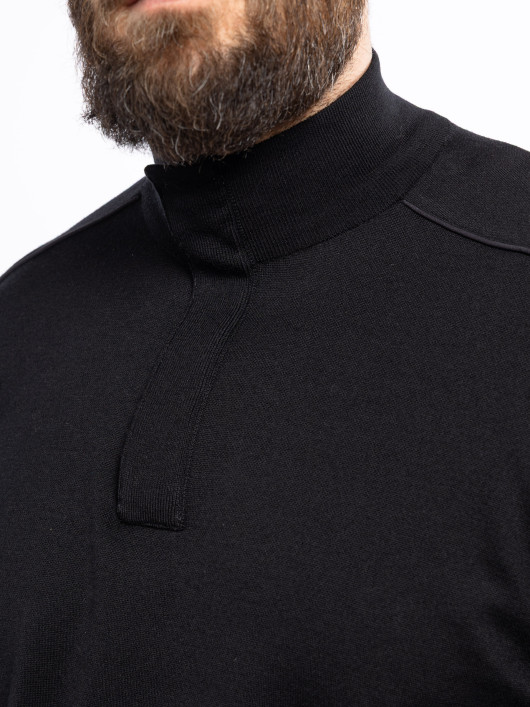 Pull Col Camionneur Laine Mérinos Grande Taille Noir