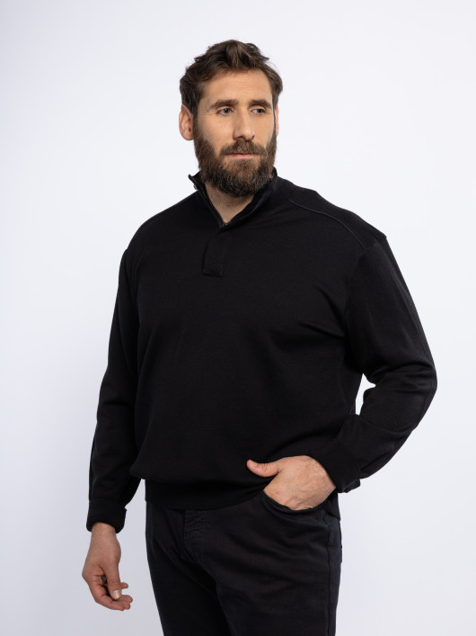 Pull Col Camionneur Laine Mérinos Grande Taille Noir