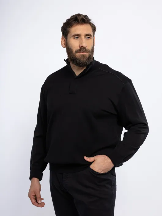 Pull Col Camionneur Laine Mérinos Grande Taille Noir