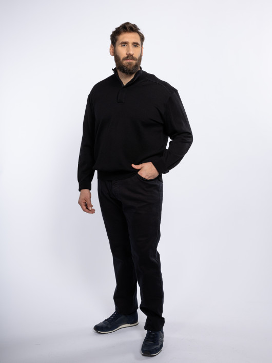 Pull Col Camionneur Laine Mérinos Grande Taille Noir