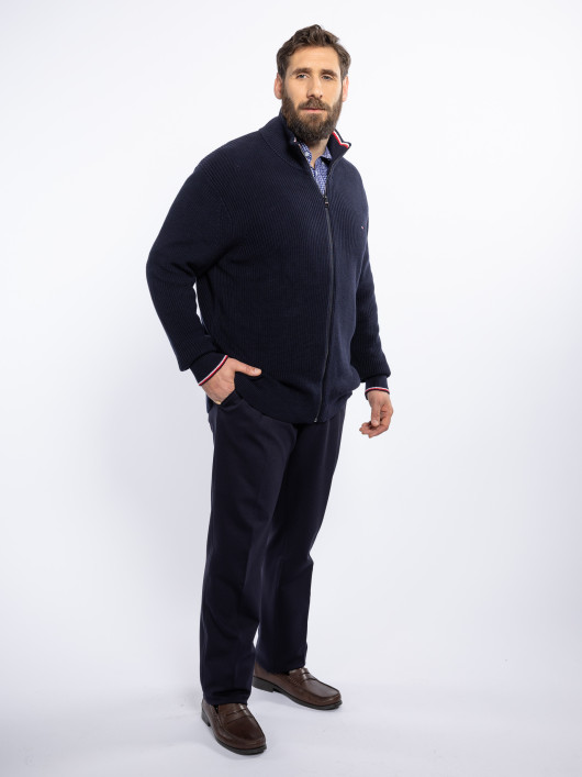 Cardigan Zippé En Coton Grande Taille Marine