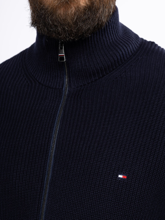 Cardigan Zippé En Coton Grande Taille Marine