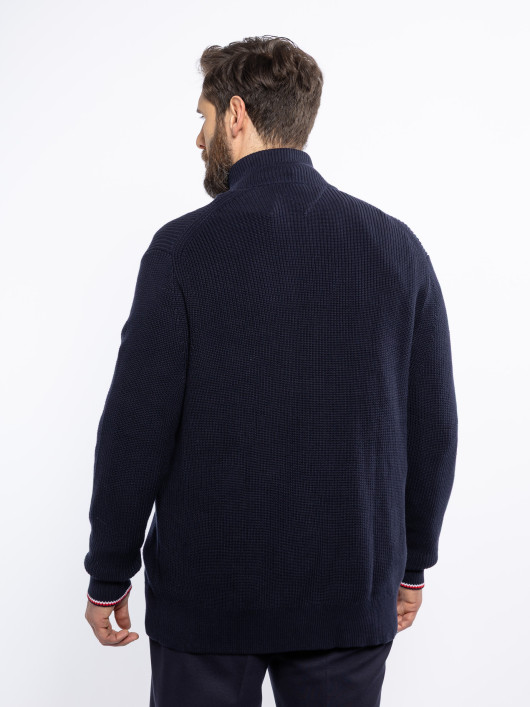 Cardigan Zippé En Coton Grande Taille Marine