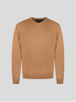 Pull Col V Laine et Cachemire Grande Taille Camel