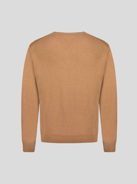 Pull Col V Laine et Cachemire Grande Taille Camel