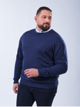 Pull Col Rond Laine Cachemire Grande Taille Bleu Foncé