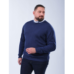 Pull Col Rond Laine Cachemire Grande Taille Bleu Foncé