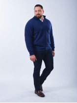 Pull Lino En Laine Col Camionneur Grande Taille Bleu Foncé