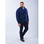 Pull Lino En Laine Col Camionneur Grande Taille Bleu Foncé | Capelstore