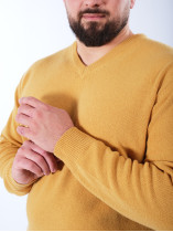 Pull Col V Lambswool Grande Taille Jaune
