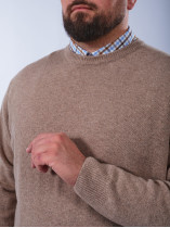 Pull Col Rond Laine Grande Taille Beige