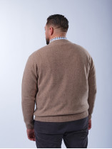 Pull Col Rond Laine Grande Taille Beige