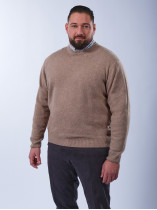 Pull Col Rond Laine Grande Taille Beige