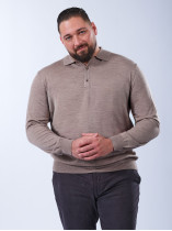 Pull Mérinos Col Polo grande taille Beige Taupe